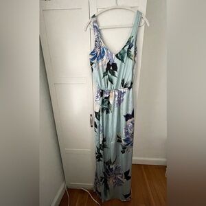 Show Me Your Mumu satin blue floral sleeveless maxi dress size large